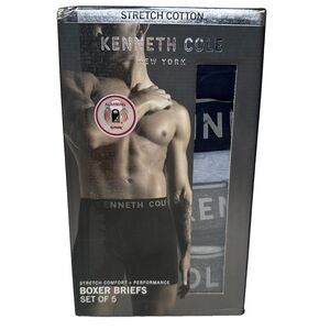 KENNETH COLE REACTION Boxer Briefs Men's XL 5 Pack Cotton‎ Stretch Black Gray